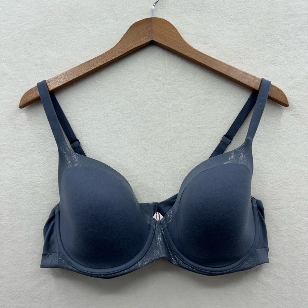 Victoria's Secret Bra Women's 38D Blue Shimmer Trim Lined Demi Under Wire